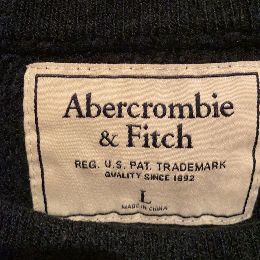 Abercrombie & Fitch Navy  Blue Zipper Neckline Chunky SweaterW/Gold Metal Logo - Picture 9 of 16